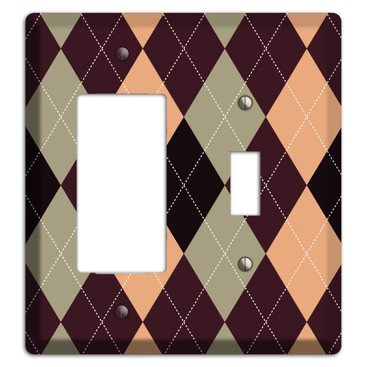 Beige and Brown Argyle Rocker / Toggle Wallplate