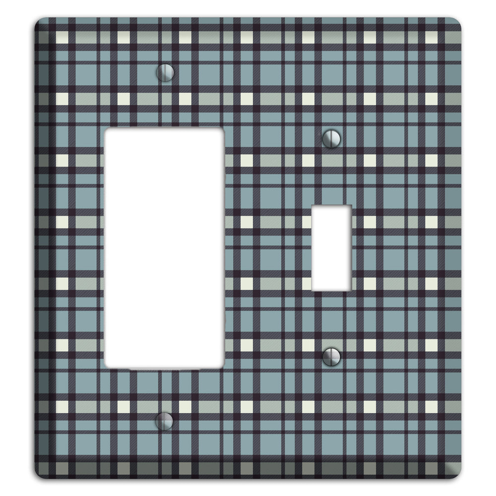 Dusty Blue Plaid Rocker / Toggle Wallplate