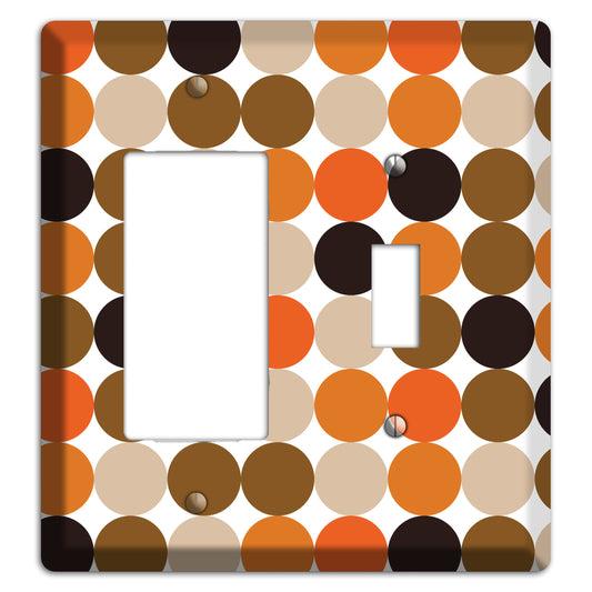 Orange Brown Black Beige Tiled Dots Rocker / Toggle Wallplate