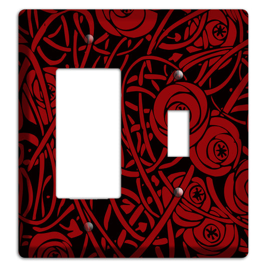 Red Deco Floral Rocker / Toggle Wallplate