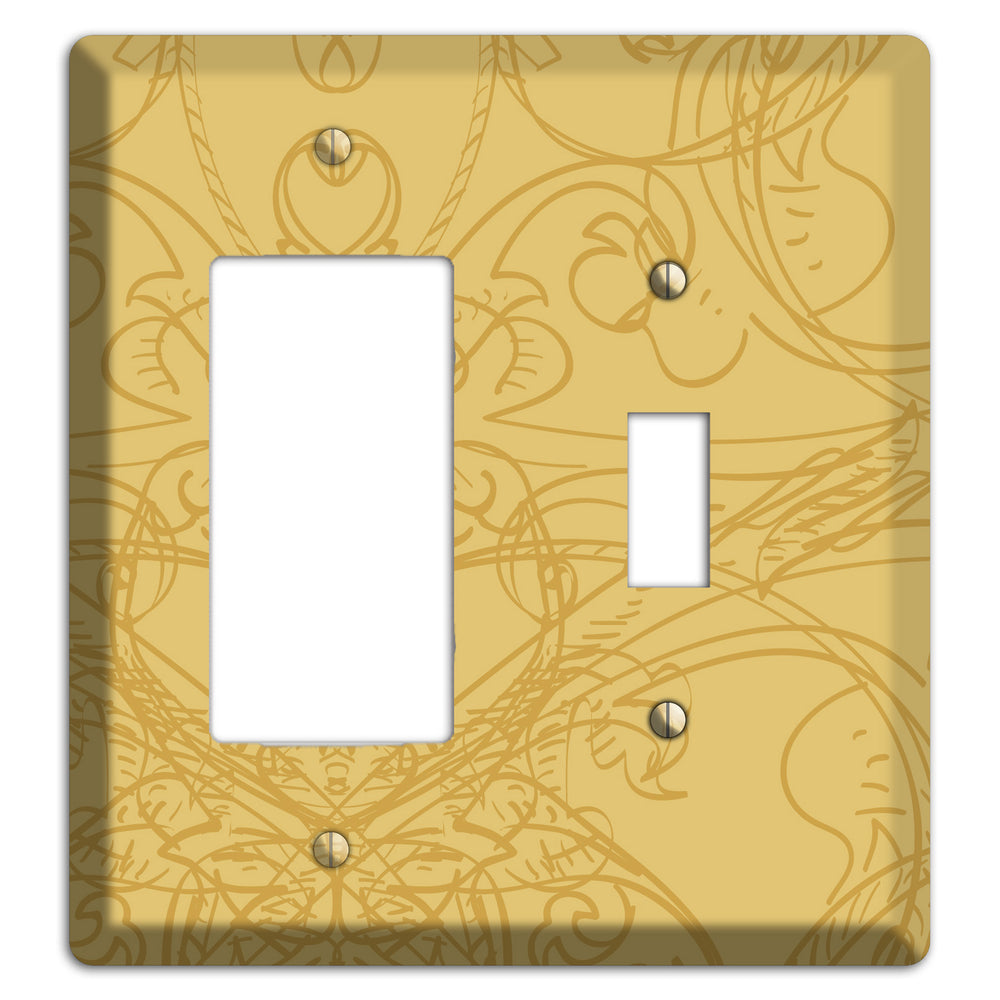 Beige Deco Sketch Rocker / Toggle Wallplate