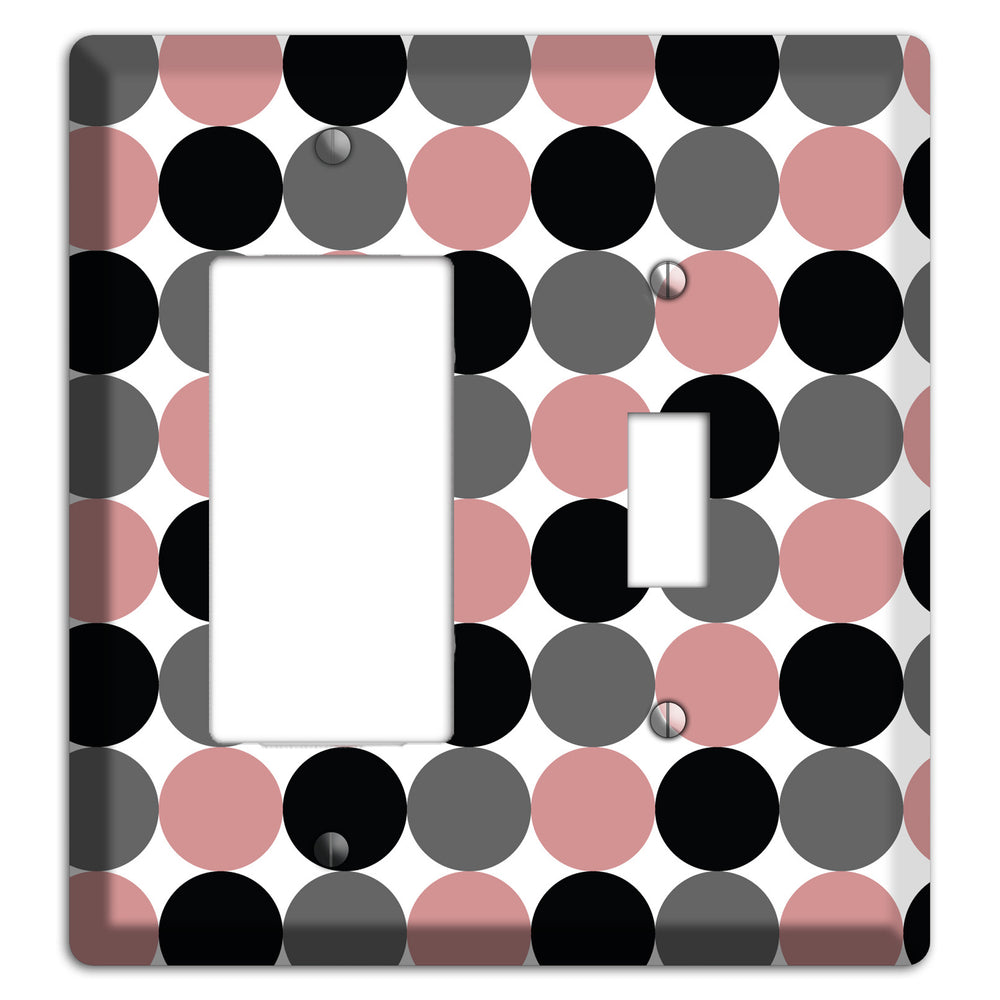 Grey Pink Black Tiled Dots Rocker / Toggle Wallplate