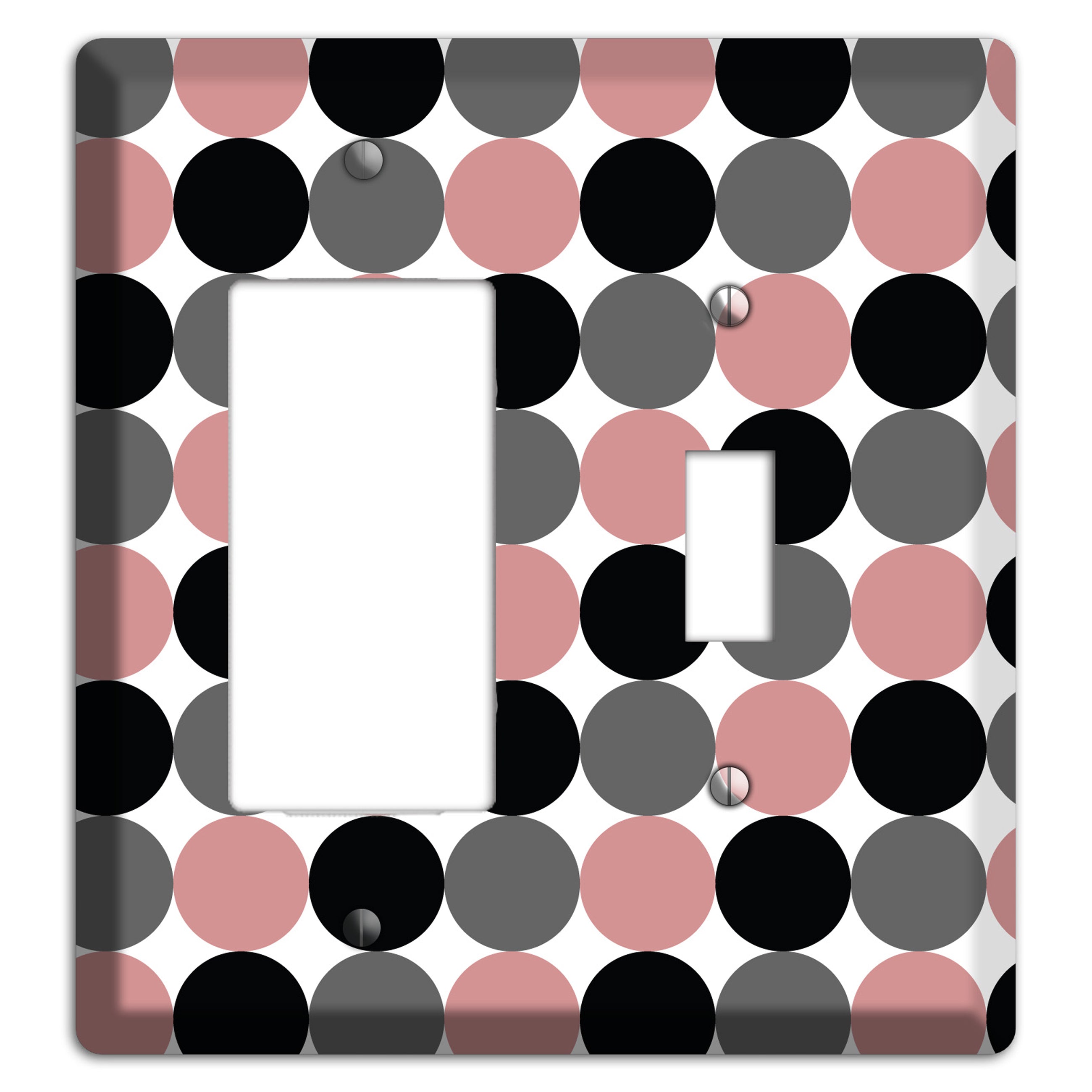 Grey Pink Black Tiled Dots Rocker / Toggle Wallplate