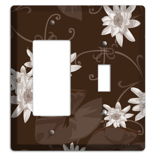 Brown with White Blooms Rocker / Toggle Wallplate