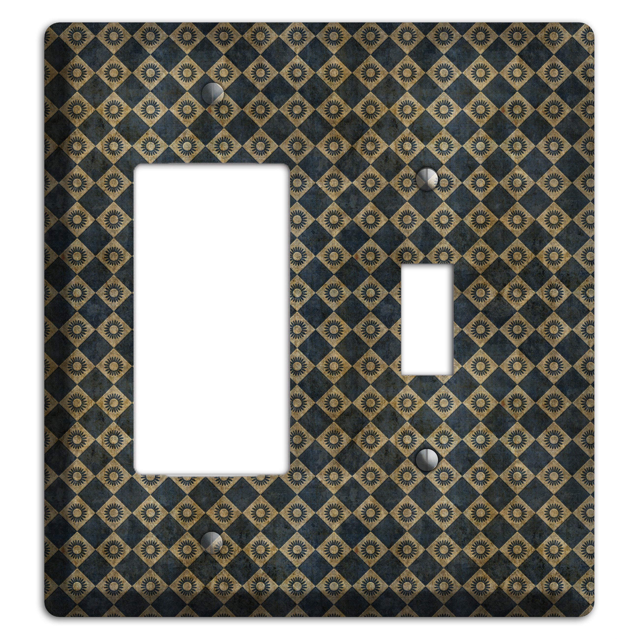 Black and Grey Diamond Circles Rocker / Toggle Wallplate