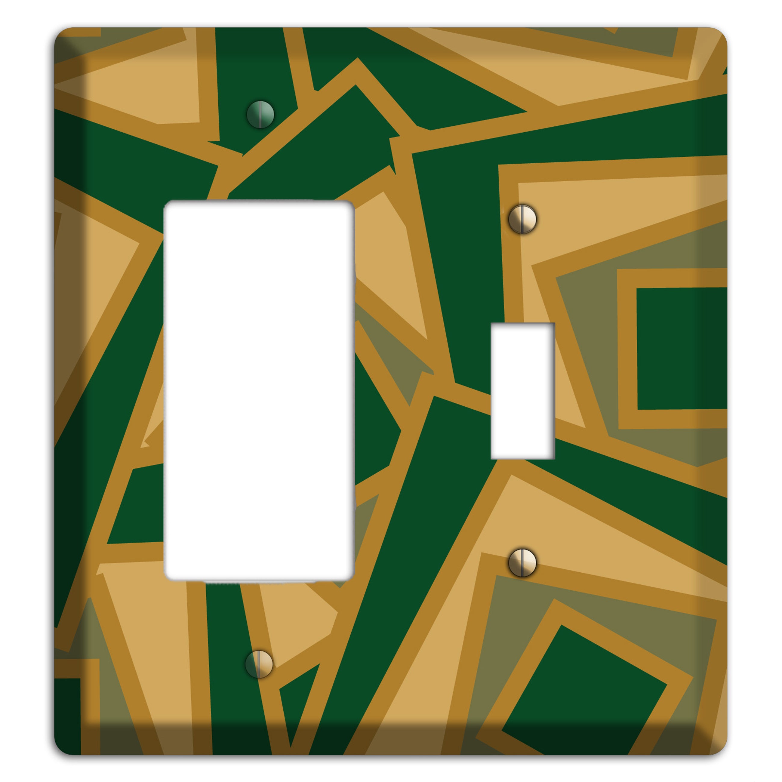 Green and Beige Retro Cubist Rocker / Toggle Wallplate