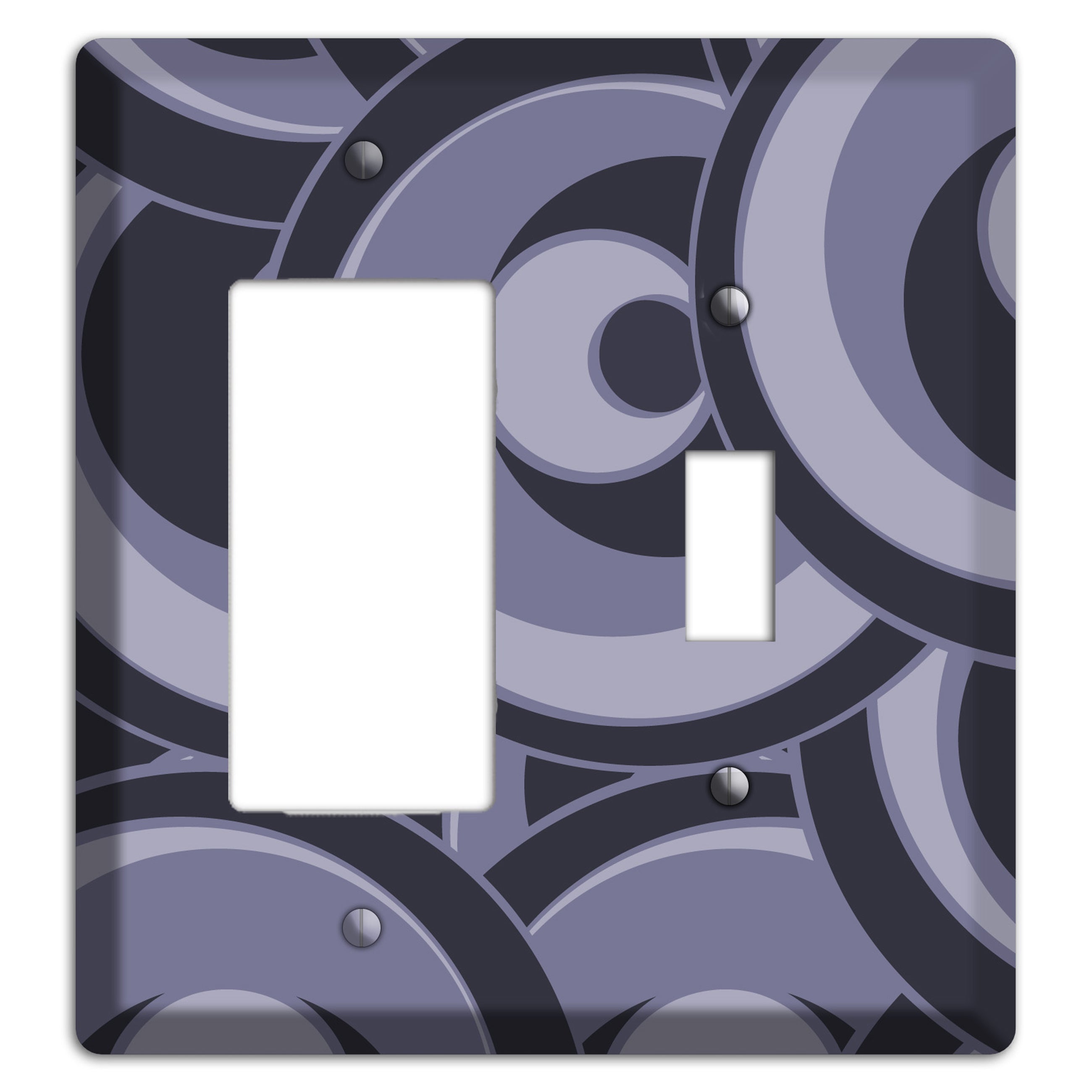 Black and Purple-grey Deco Circles Rocker / Toggle Wallplate