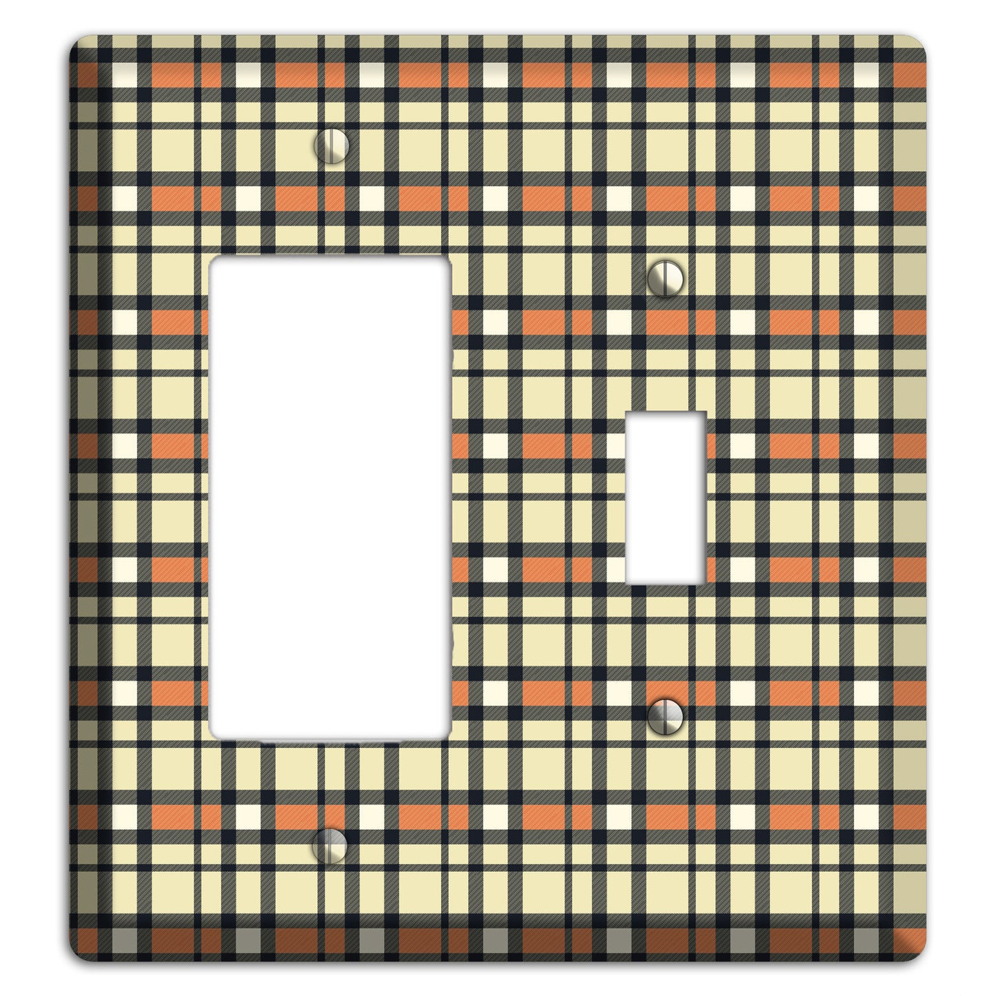 Beige and Brown Plaid Rocker / Toggle Wallplate