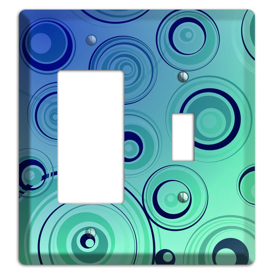 Blue and Green Circles Rocker / Toggle Wallplate