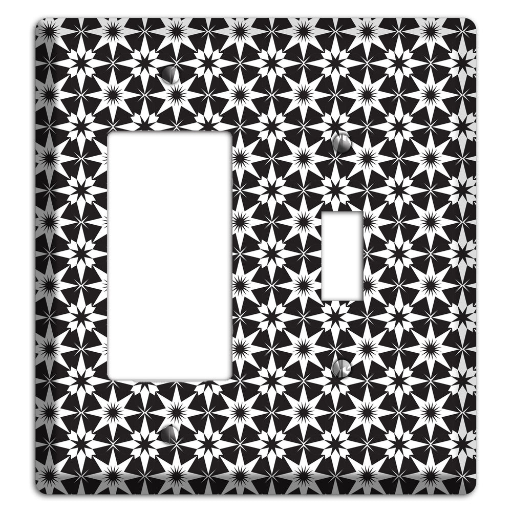 Black with White Foulard Rocker / Toggle Wallplate