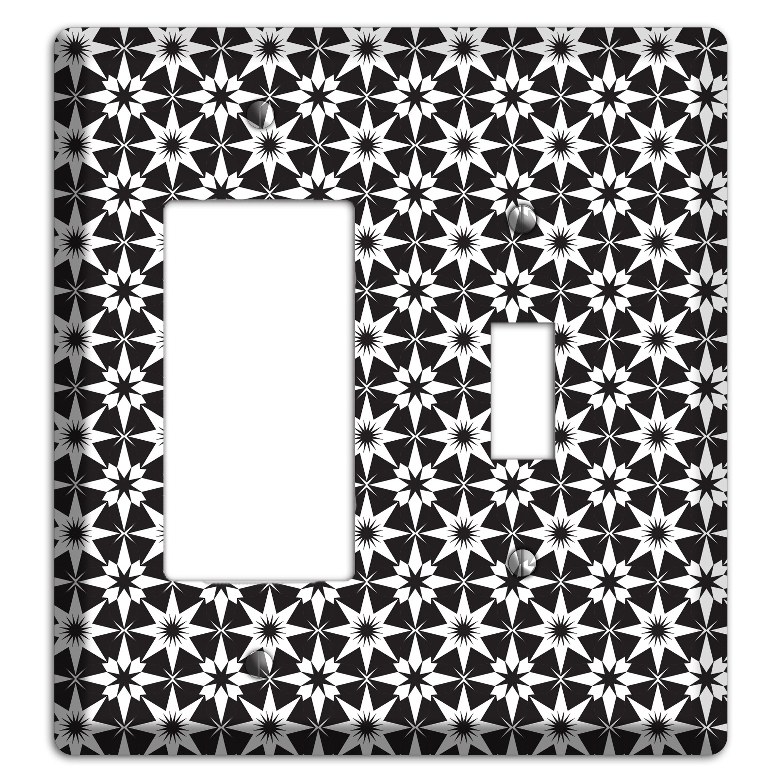 Black with White Foulard Rocker / Toggle Wallplate