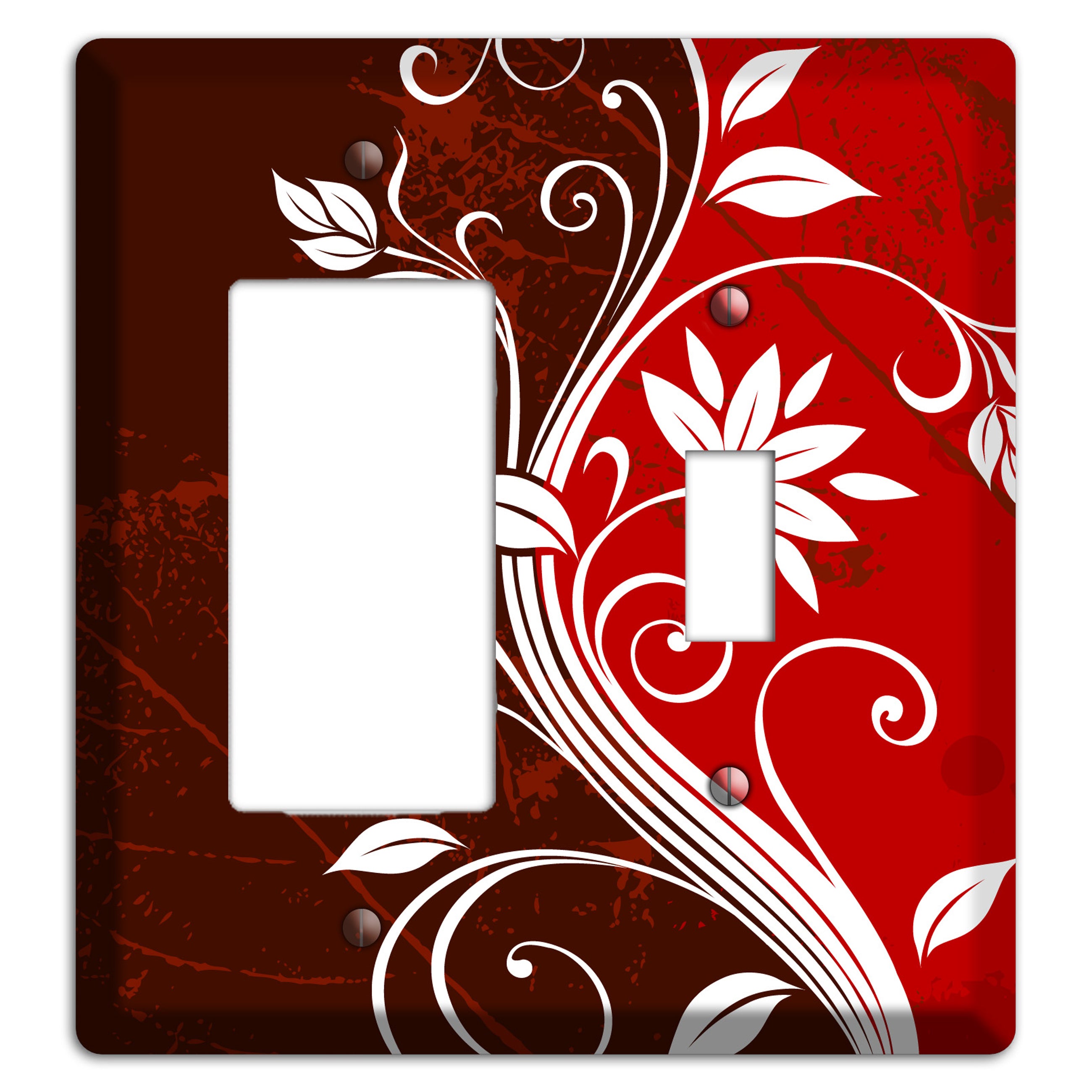 Burgundy and Red Deco Floral Rocker / Toggle Wallplate