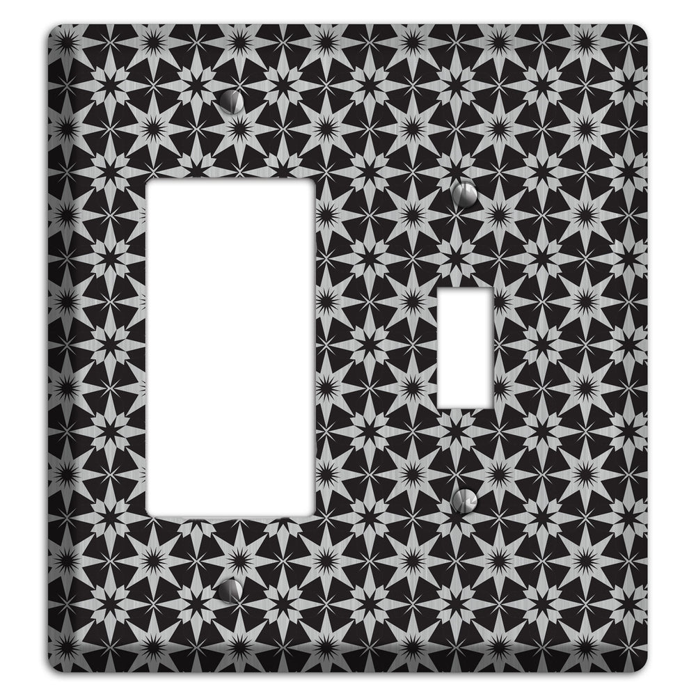Black with Stainless Steel Foulard Rocker / Toggle Wallplate