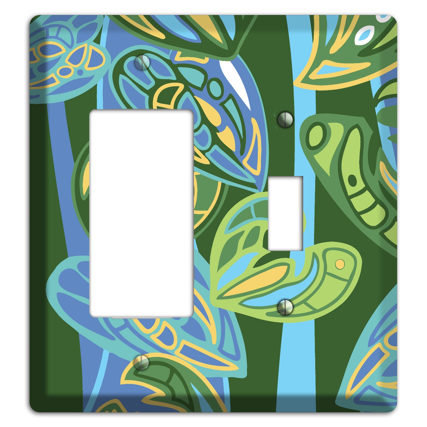 Pacific Blue and Green Rocker / Toggle Wallplate