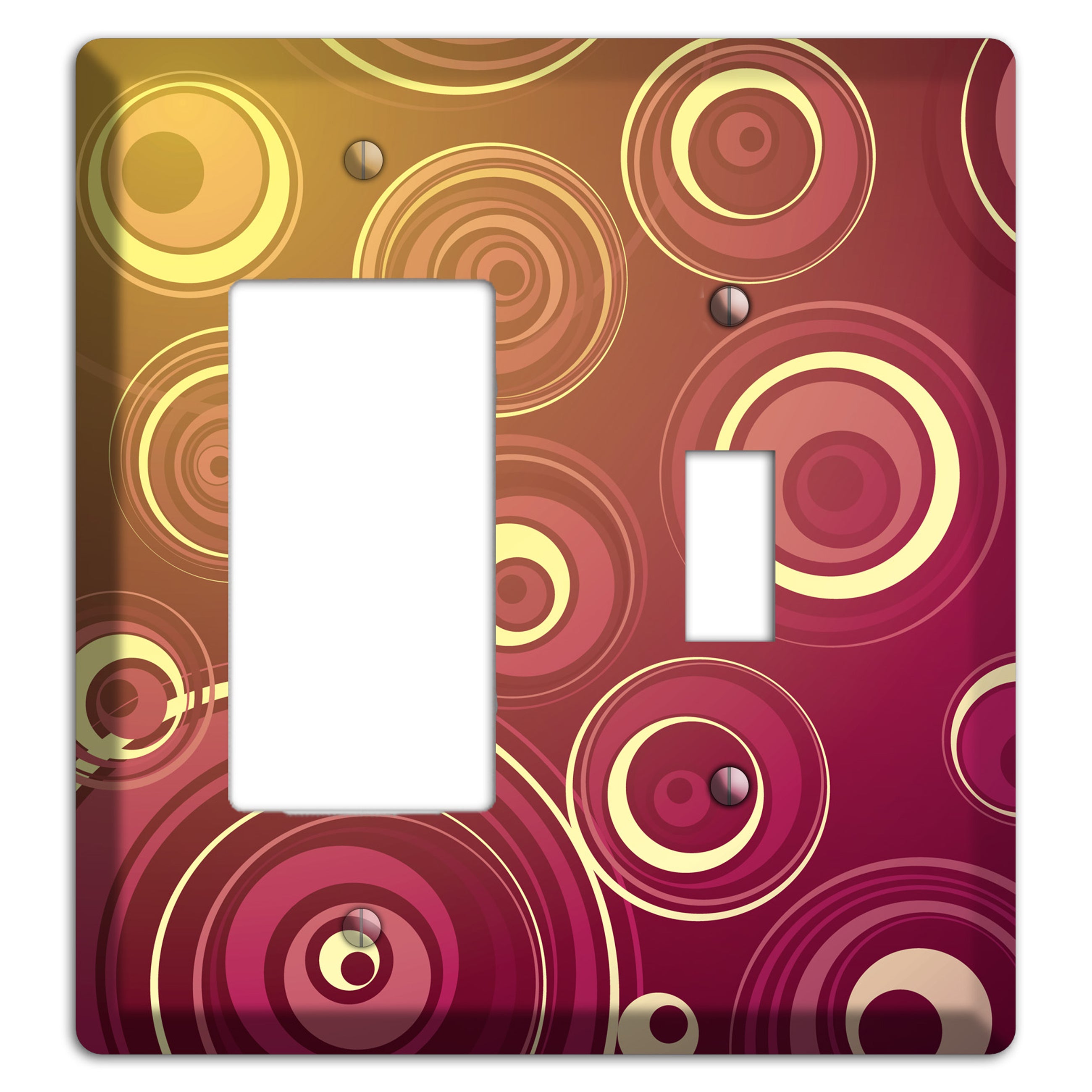 Maroon and Yellow Circles Rocker / Toggle Wallplate