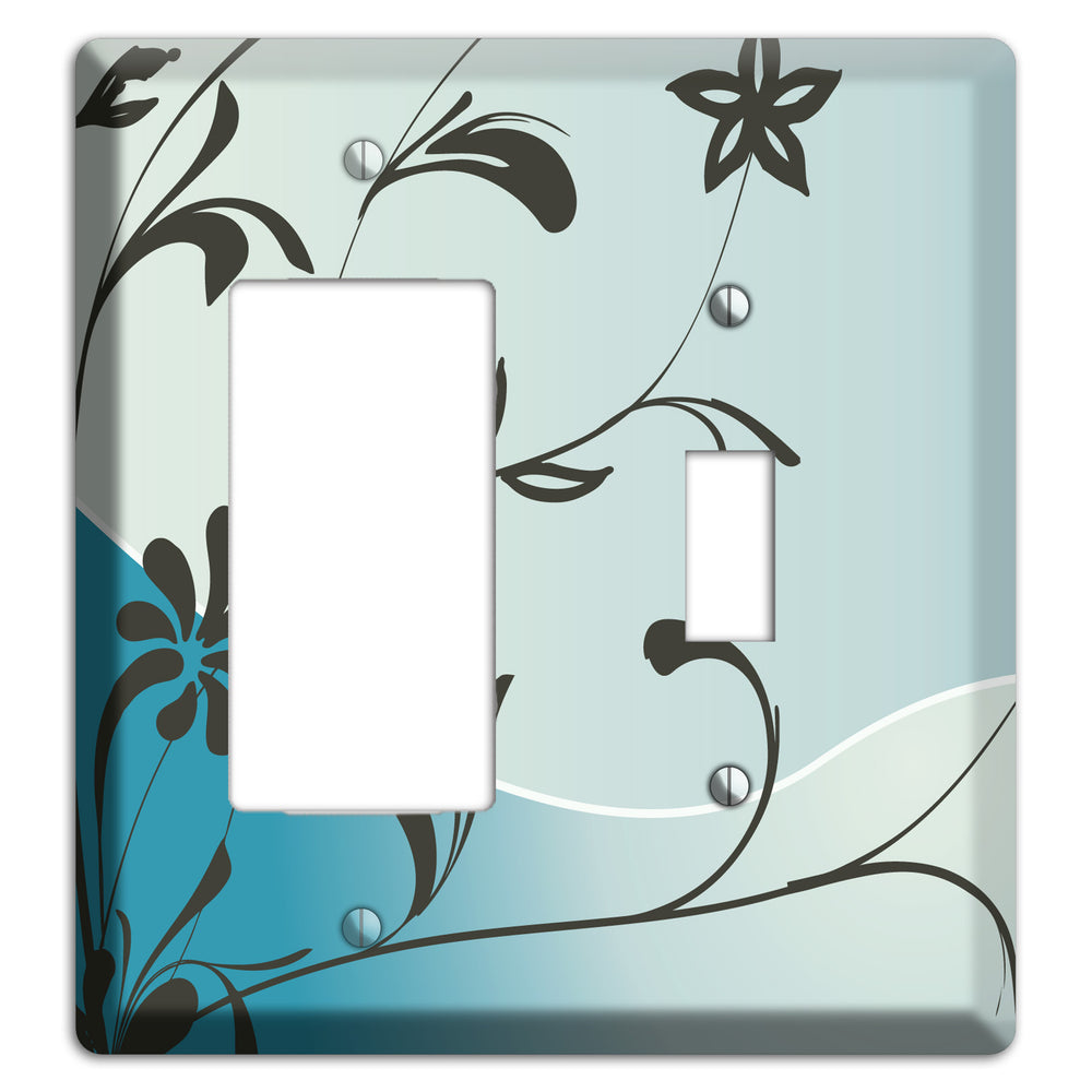 Blue-grey Flowers Rocker / Toggle Wallplate