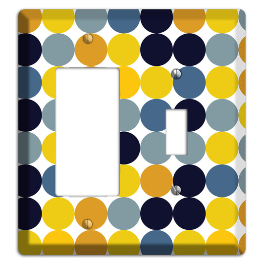 Multi Yellow and Blue Dots Rocker / Toggle Wallplate