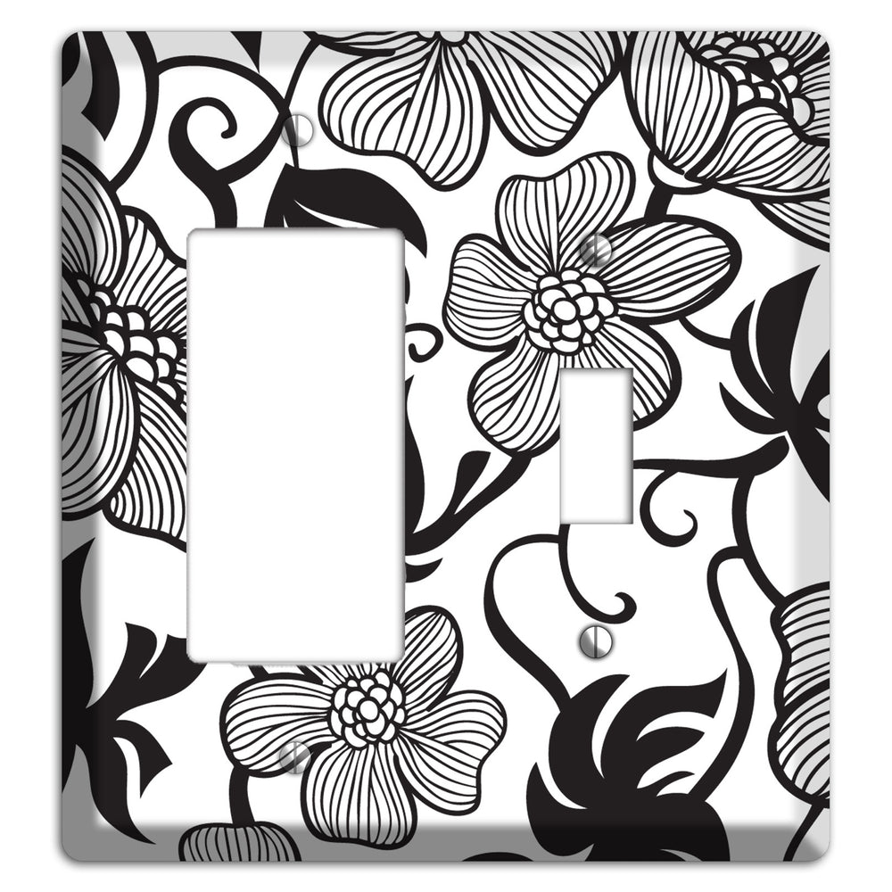 White with Black Tropical Rocker / Toggle Wallplate