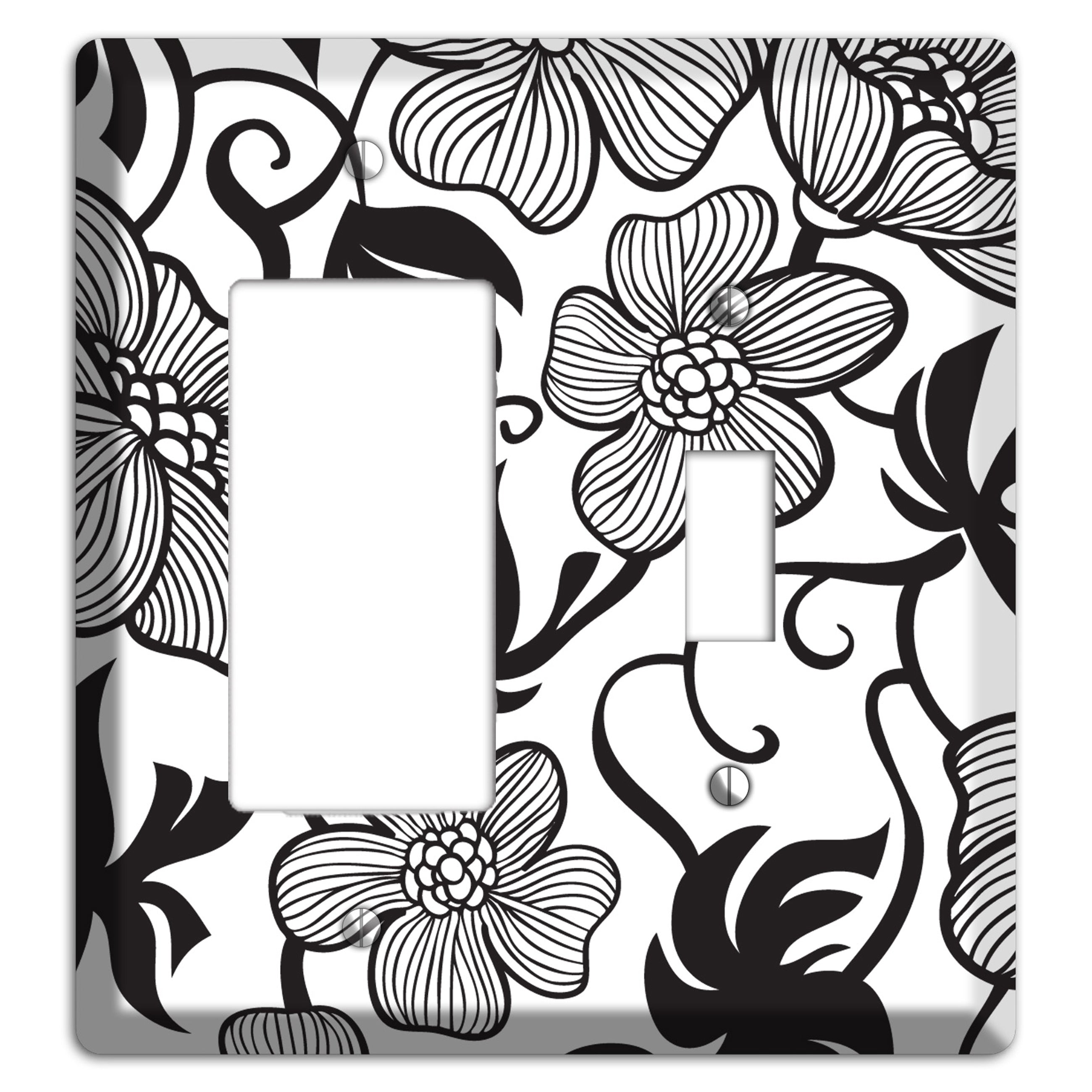 White with Black Tropical Rocker / Toggle Wallplate