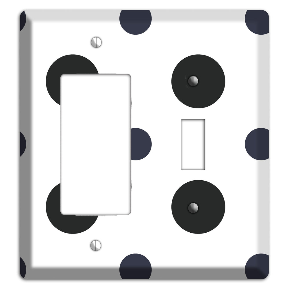 Black Multi Medium Polka Dots Rocker / Toggle Wallplate