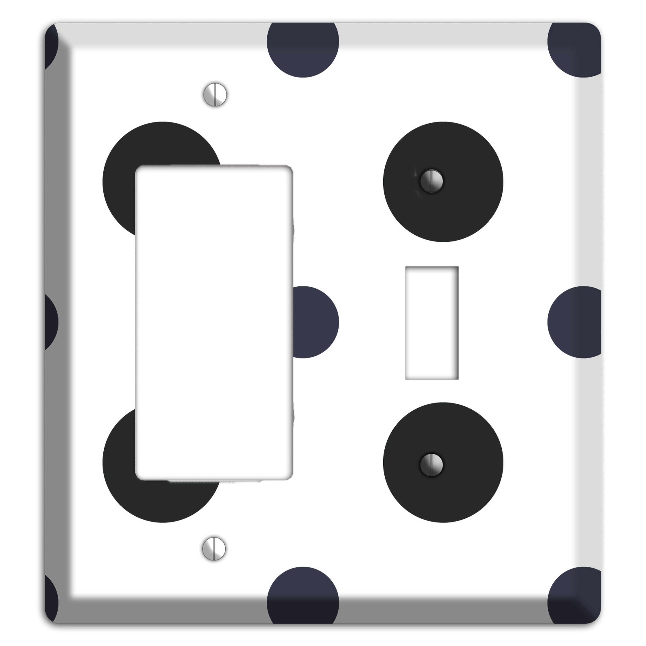 Black Multi Medium Polka Dots Rocker / Toggle Wallplate