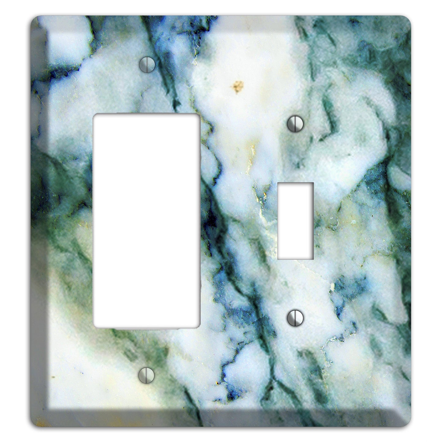 White, Green and Blue Marble Rocker / Toggle Wallplate