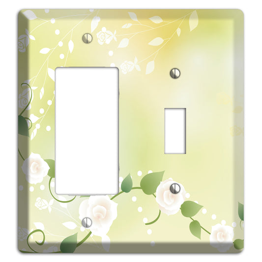 Green Delicate Flowers Rocker / Toggle Wallplate