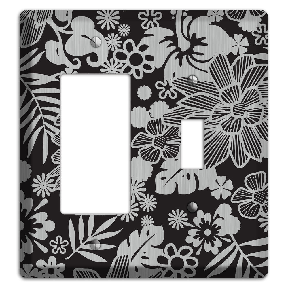 Black with Stainless Steel Tropical Rocker / Toggle Wallplate