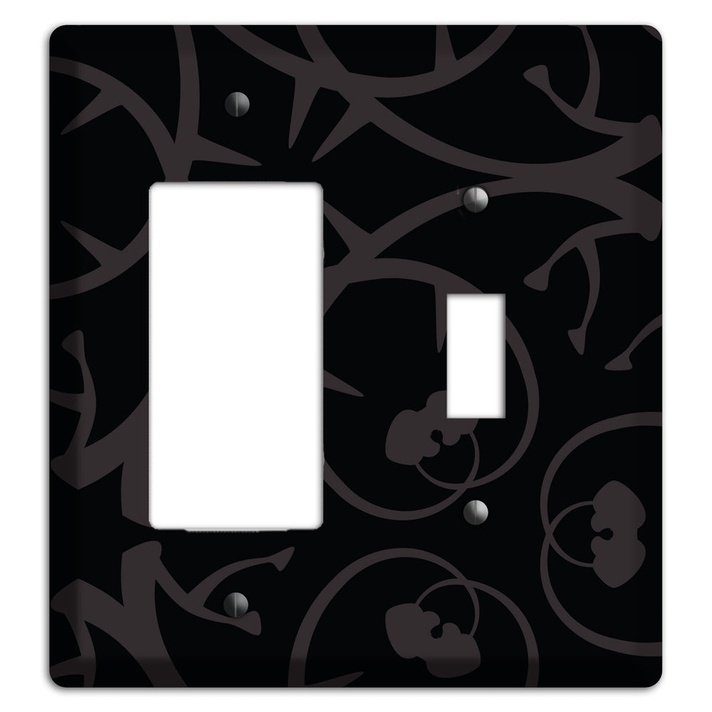 Black with Grey Abstract Swirl Rocker / Toggle Wallplate