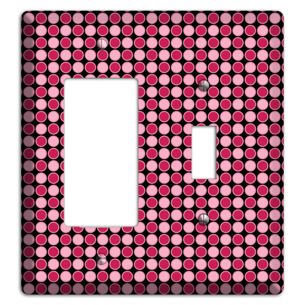 Fuschia and Pink Tiled Dots Rocker / Toggle Wallplate