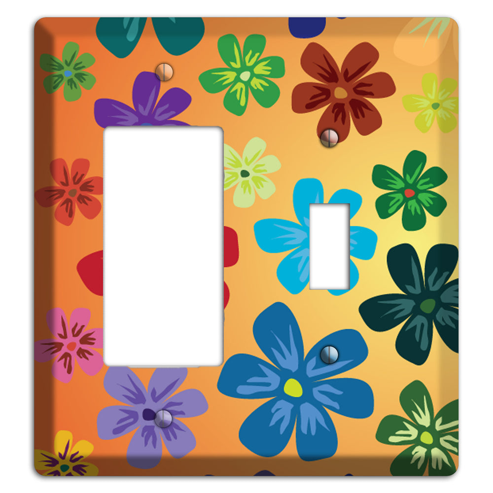 Brown Flowers Rocker / Toggle Wallplate
