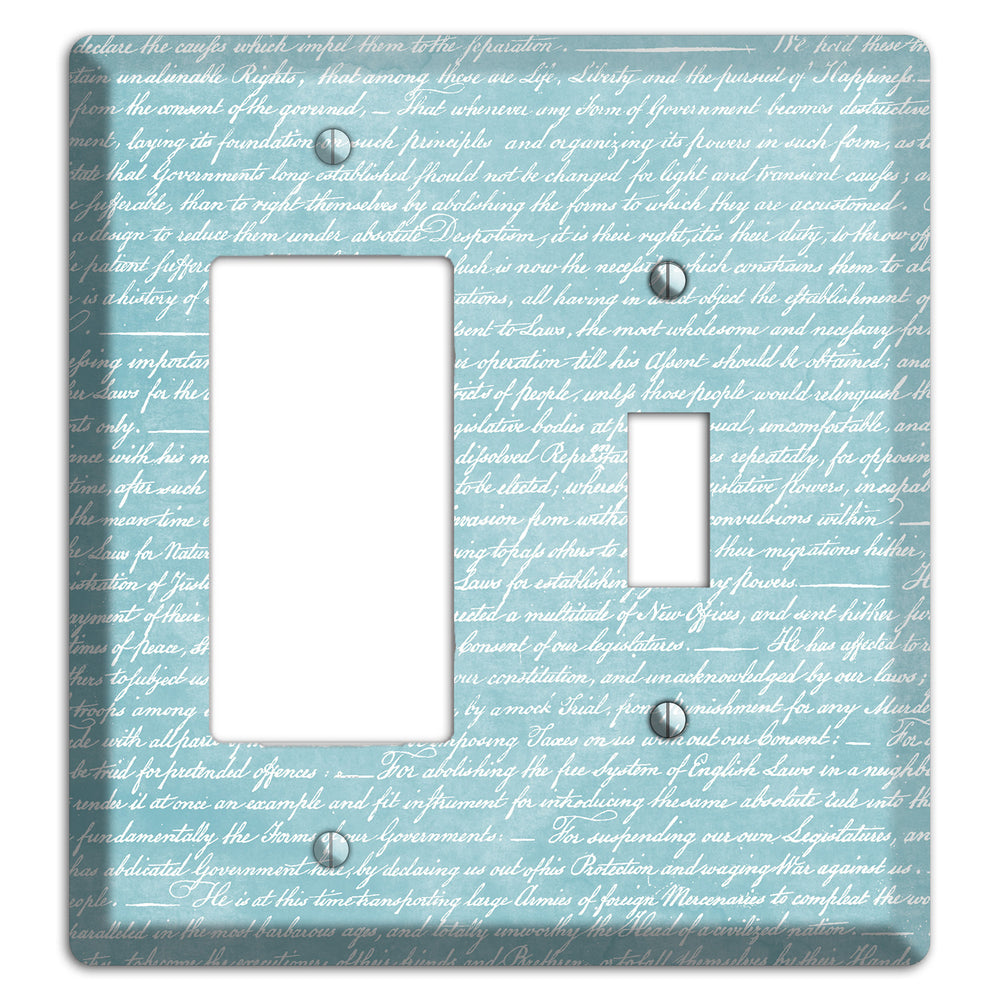 Blue Stained Script Rocker / Toggle Wallplate