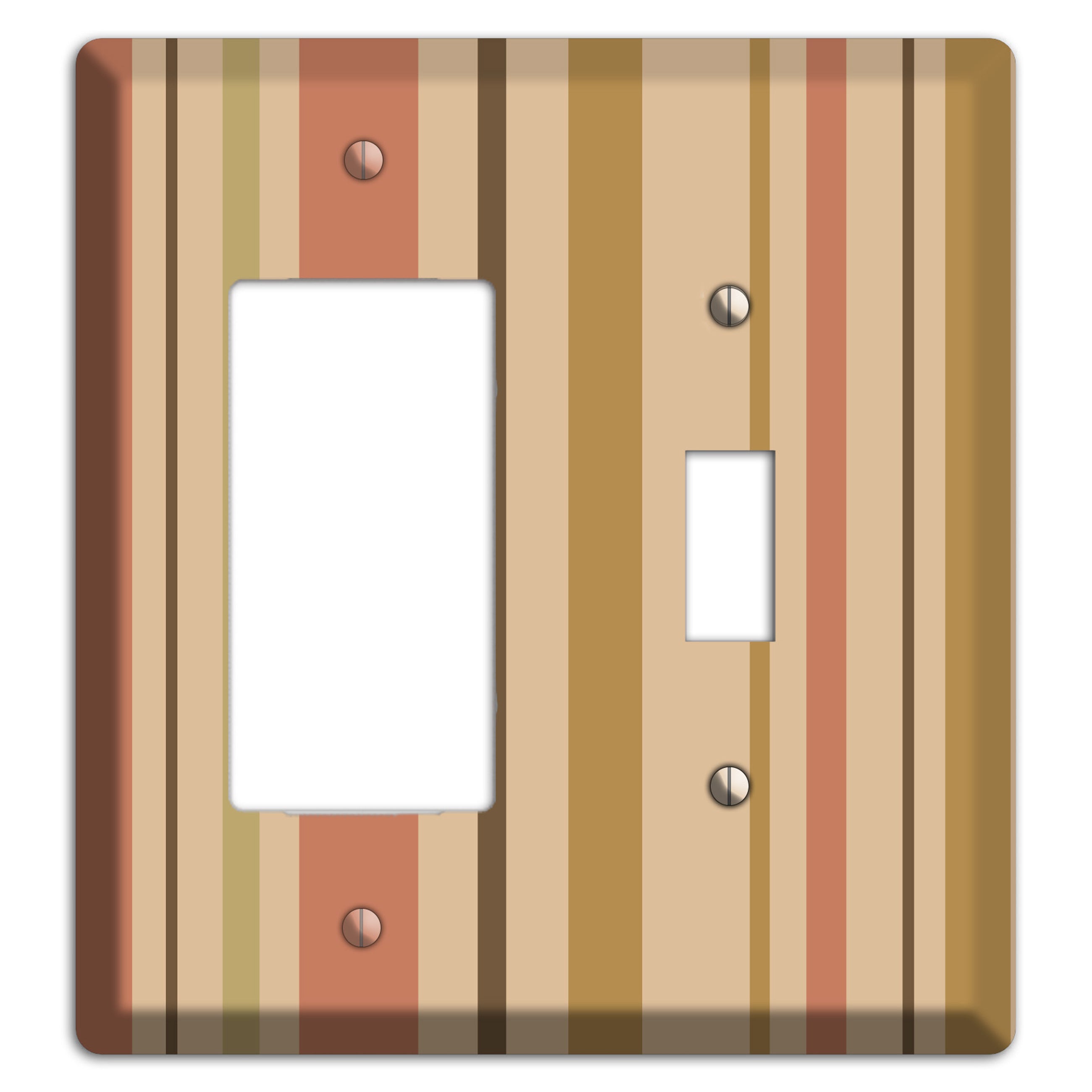Multi Dusty Pink Vertical Stripes Rocker / Toggle Wallplate