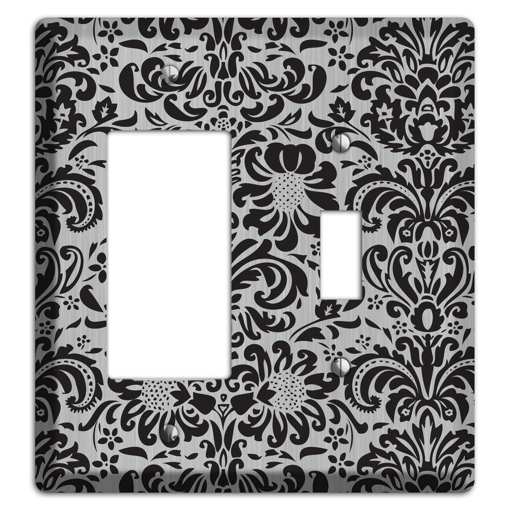 Black Toile Stainless Steel Rocker / Toggle Wallplate