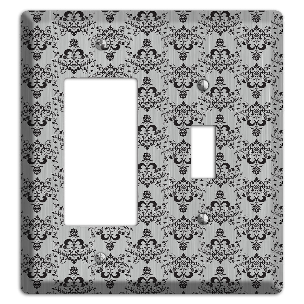 Black Cartouche Half Drop Stainless Steel Rocker / Toggle Wallplate