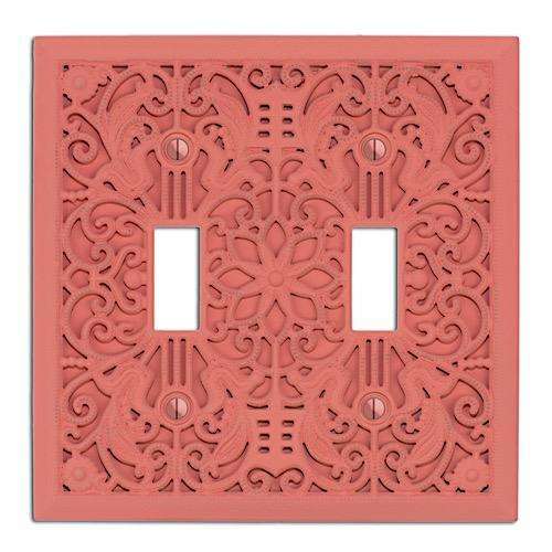 Coral Filigree Shabby Chic Double Toggle:Wallplatesonline.com