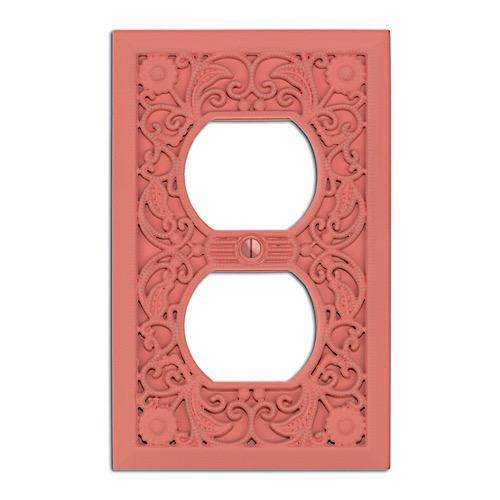 Coral Filigree Shabby Chic 1 Duplex Outlet:Wallplatesonline.com