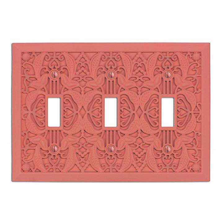 Coral Filigree Shabby Chic Triple Toggle:Wallplatesonline.com