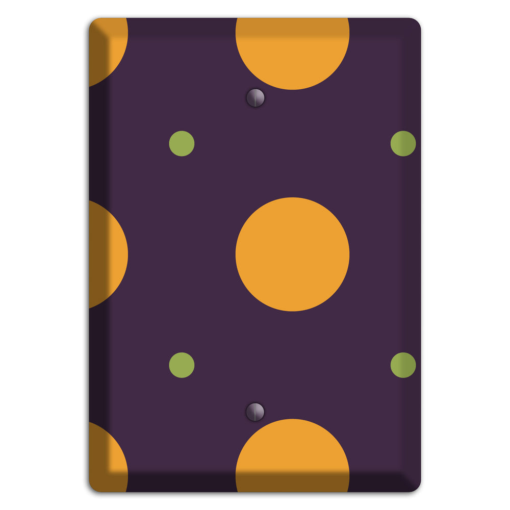 Eggplant with Orange and Lime Multi Tiled Medium Dots Blank Wallplate