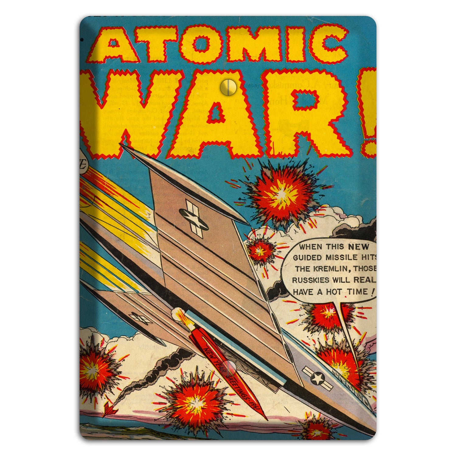 Atomic War 2 Vintage Comics Blank Wallplate