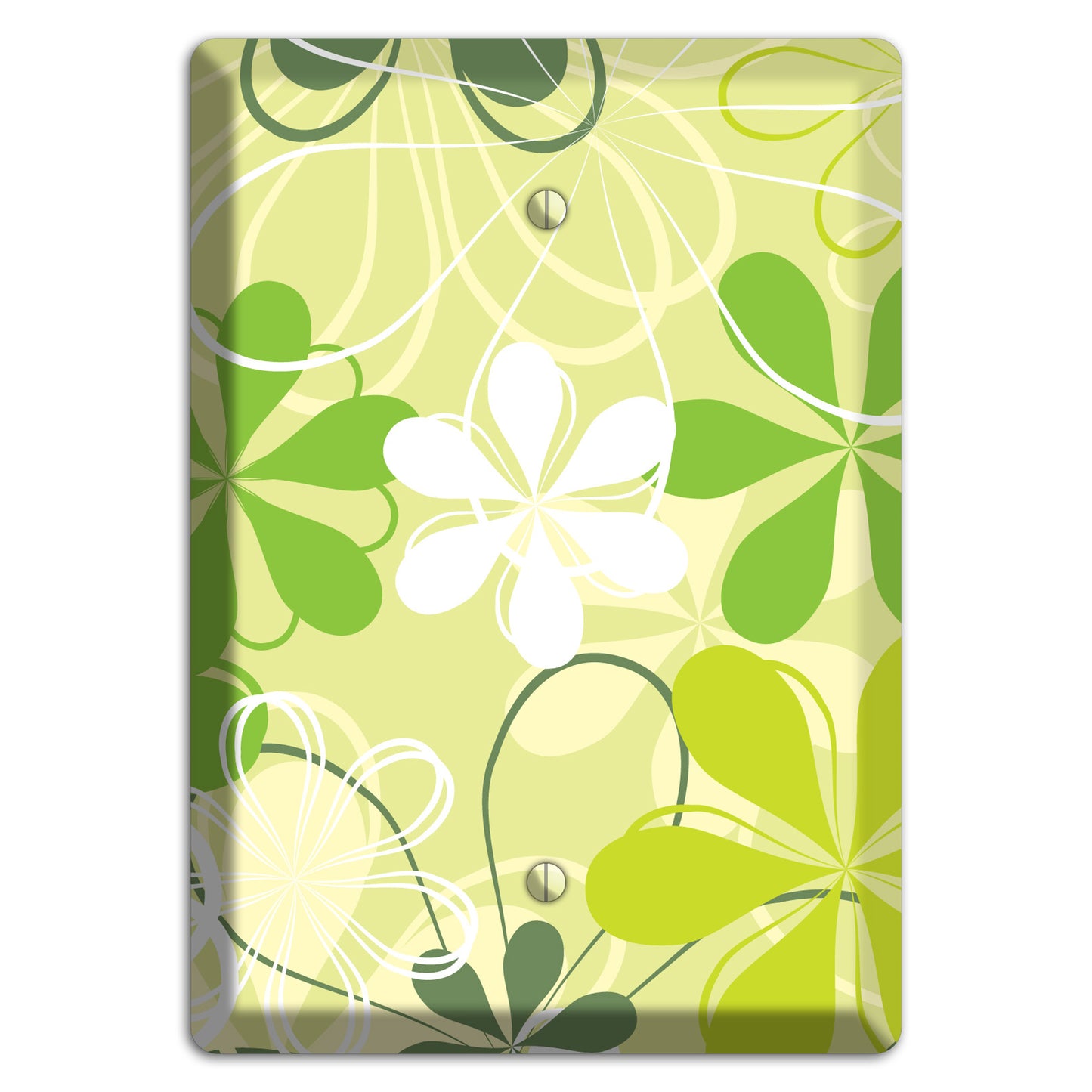 Green Retro Flowers Blank Wallplate
