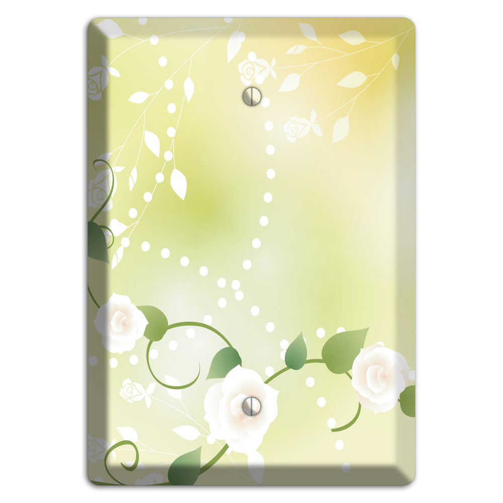 Green Delicate Flowers Blank Wallplate