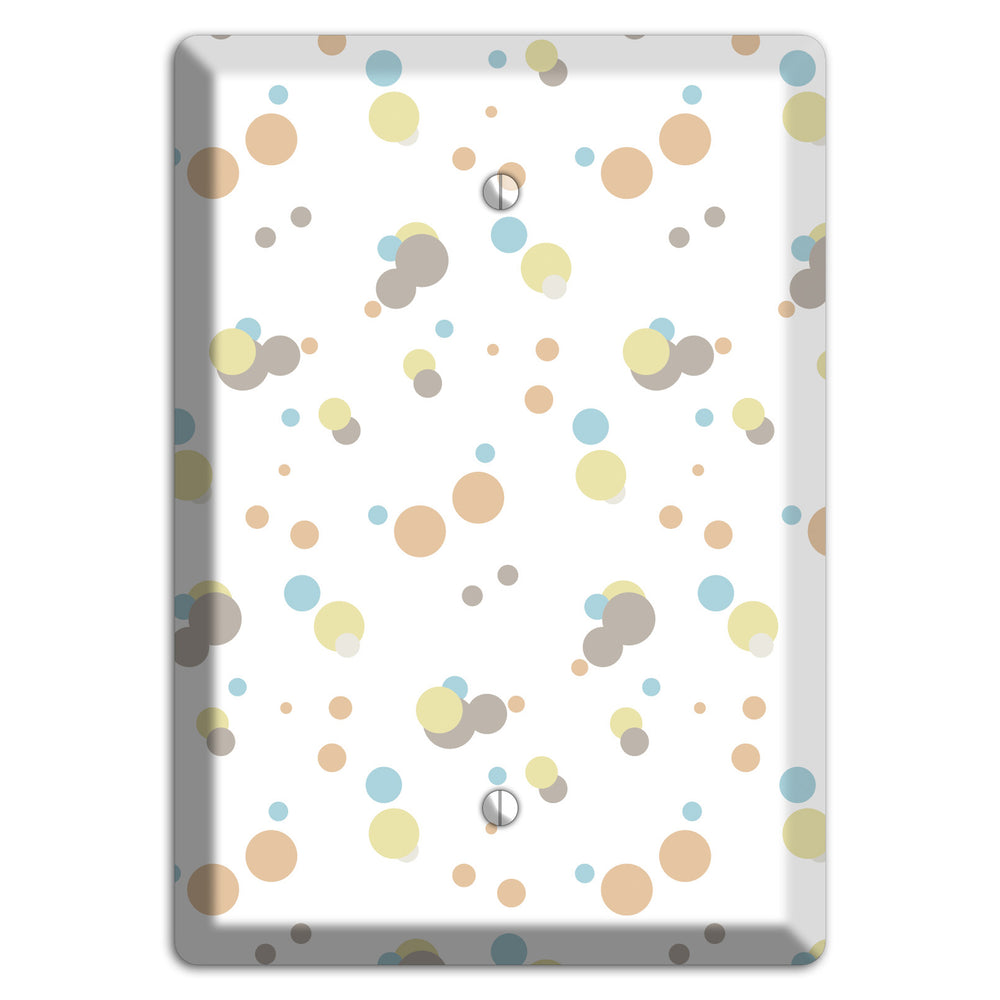 White with Soft Sage Blue and Umber Small Dots Blank Wallplate