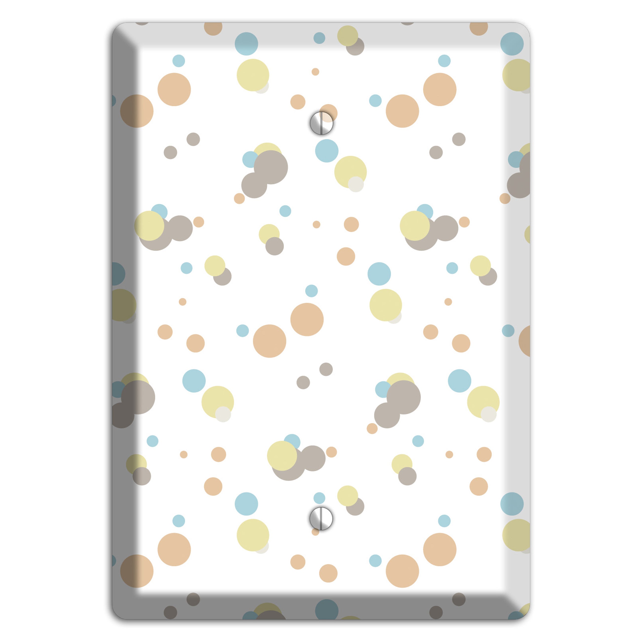 White with Soft Sage Blue and Umber Small Dots Blank Wallplate
