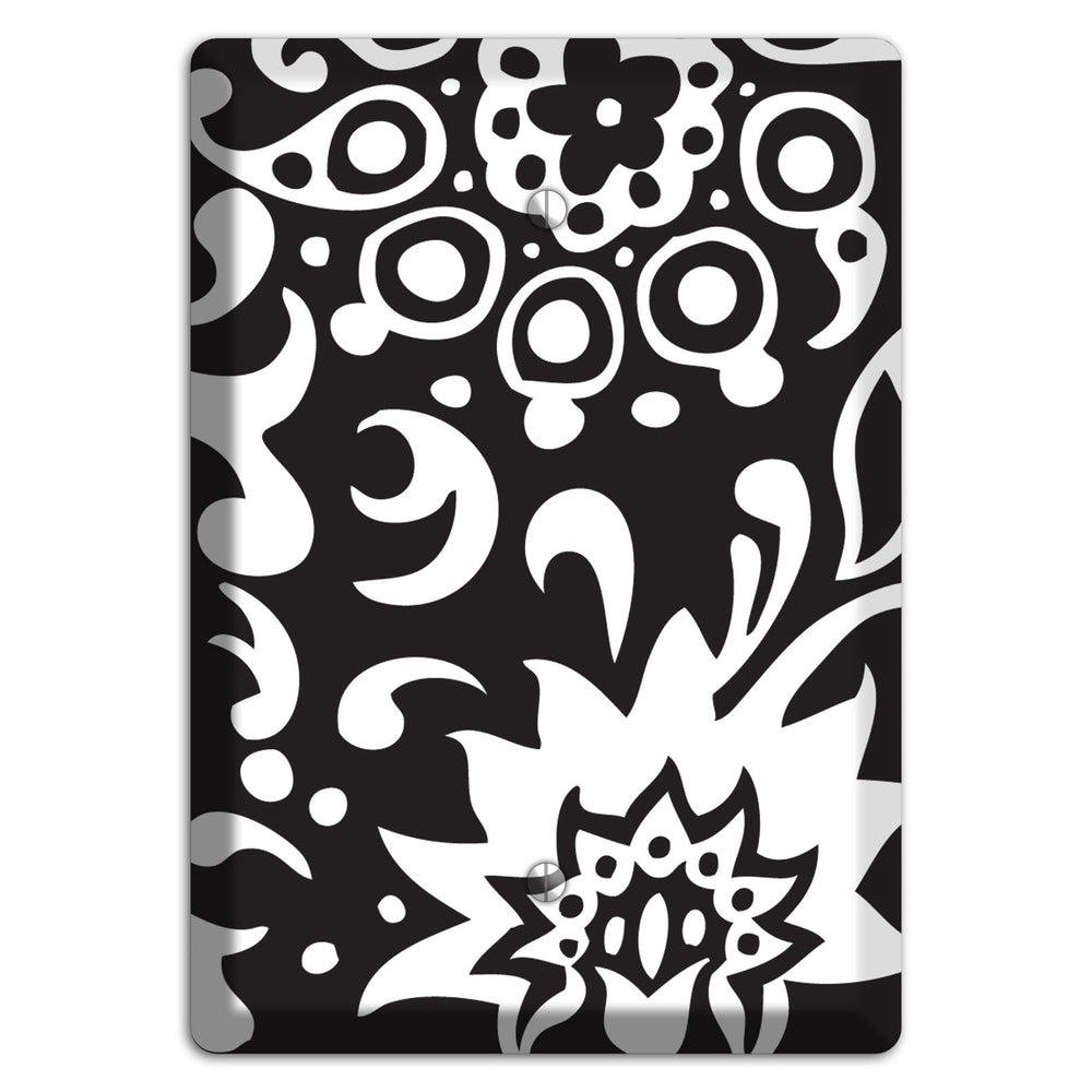 Black with White Boteh Blank Wallplate