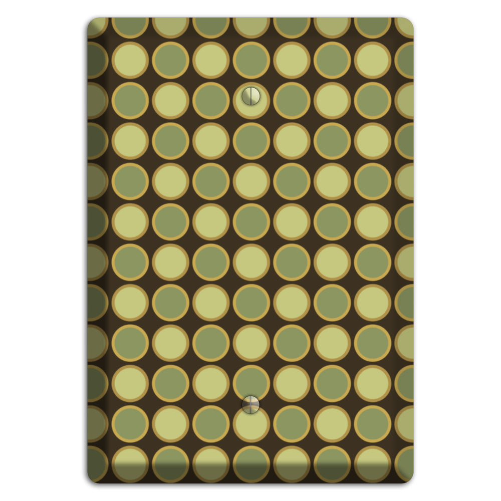 Dark Grey with Multi Olive Tiled Dots Blank Wallplate