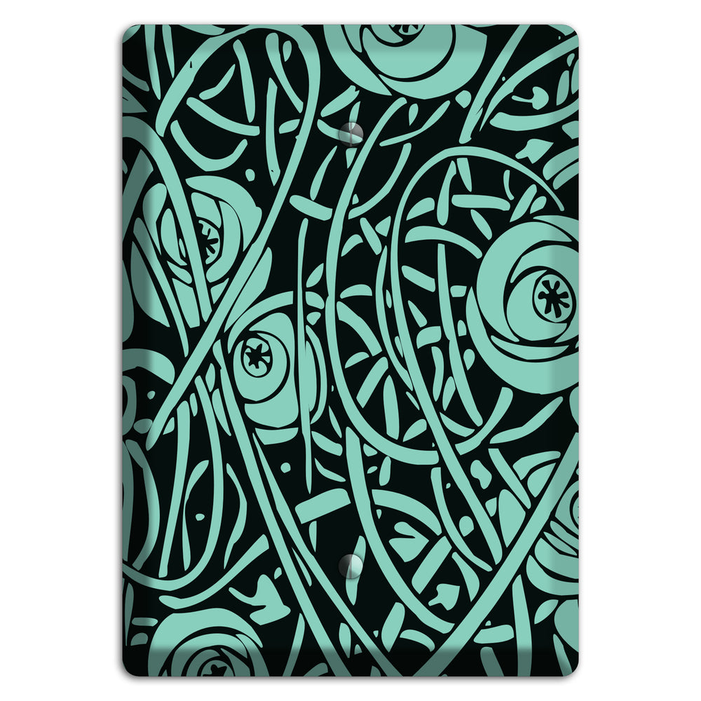 Teal Deco Floral Blank Wallplate
