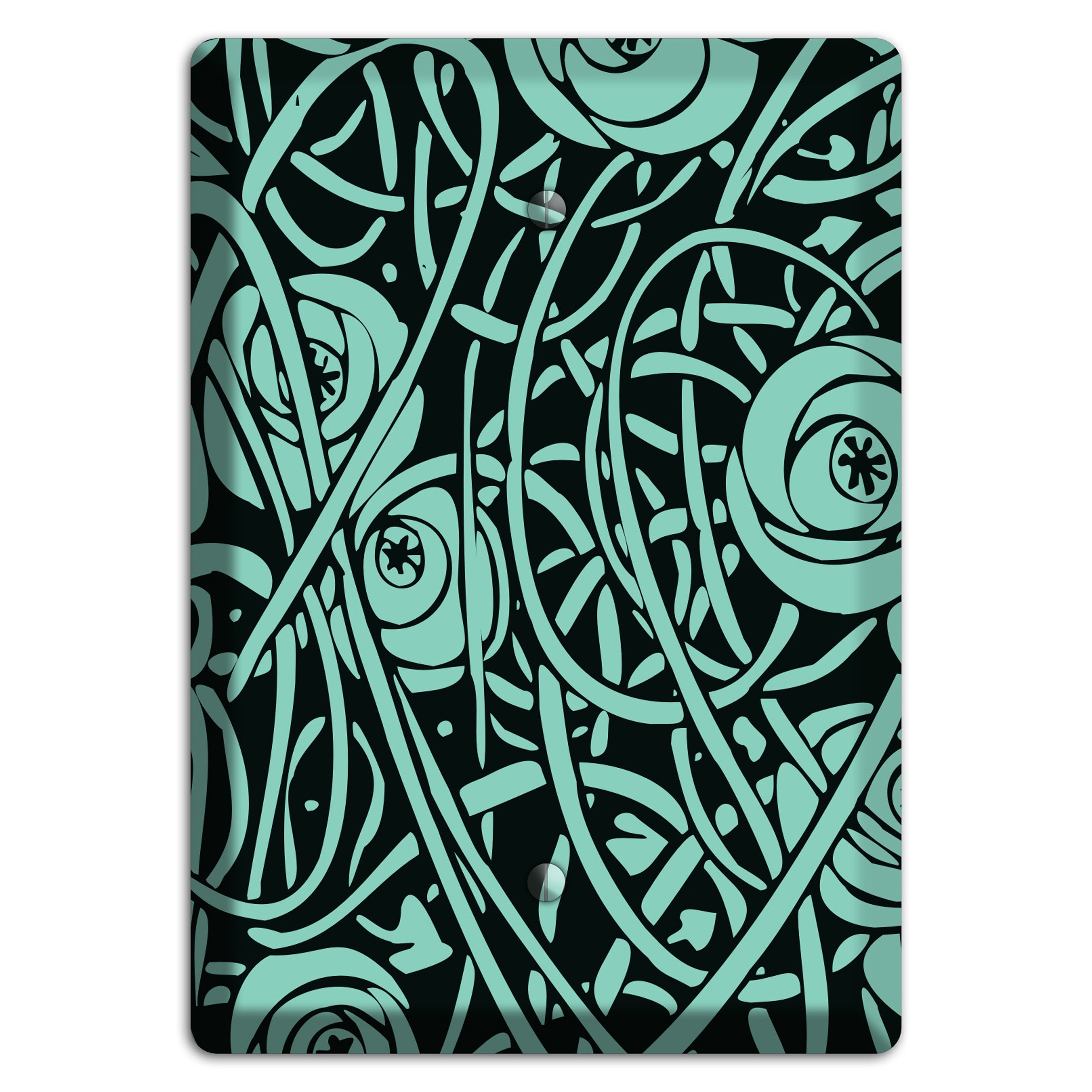 Teal Deco Floral Blank Wallplate