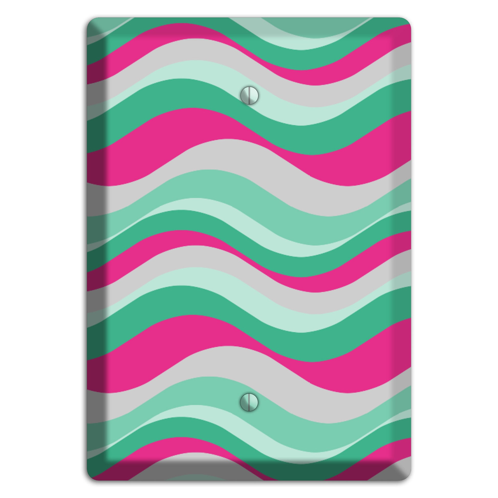 Grey Fuschia and Multi Aqua Retro Waves Blank Wallplate