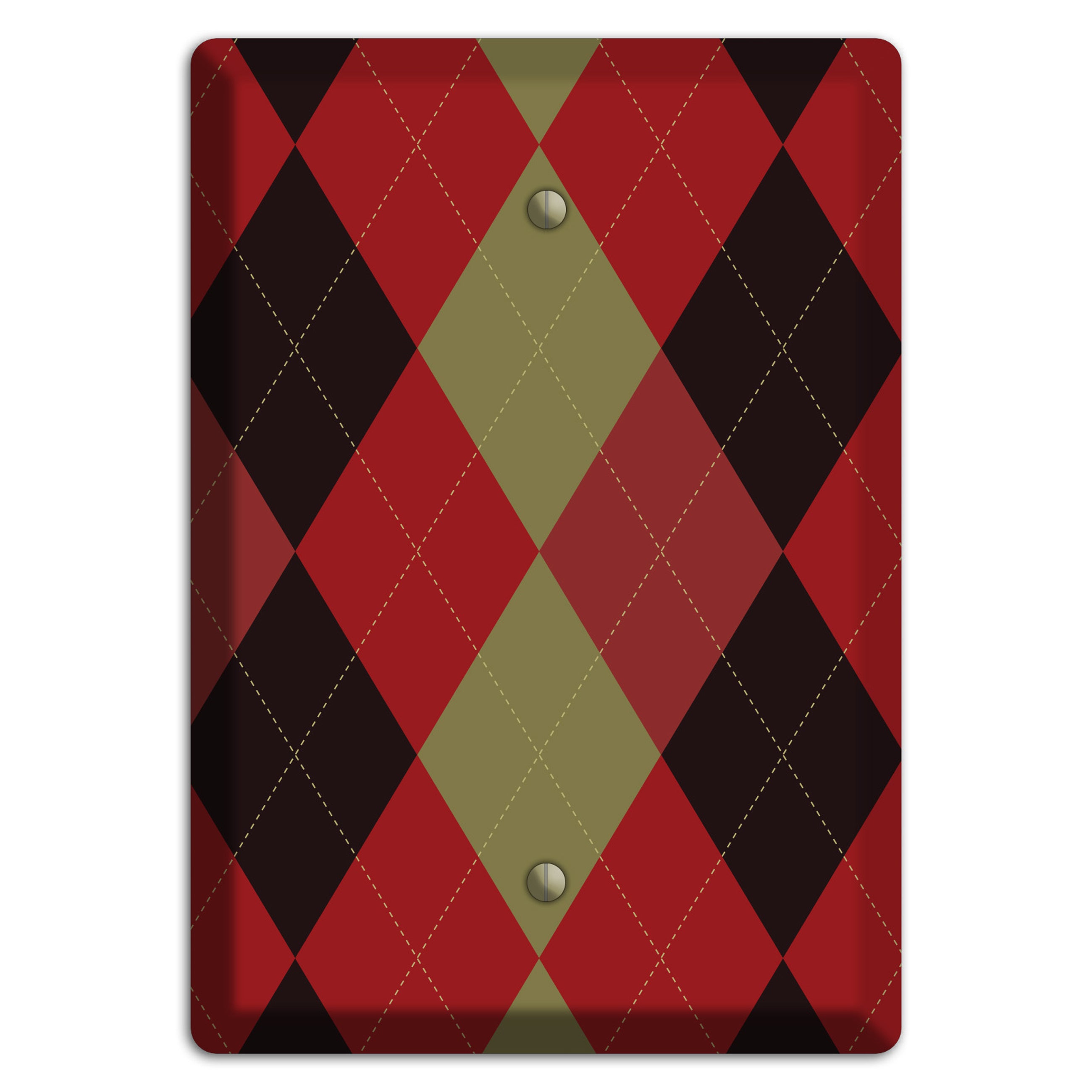 Red Olive Black Argyle Blank Wallplate